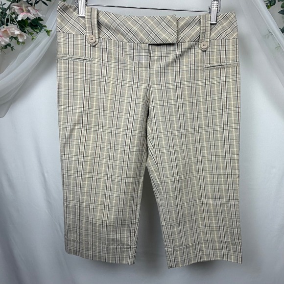 Joe Benbasset Pants - Joe Benbasset Tan Plaid Capri Pants Size 9 Cropped Trousers 2754320